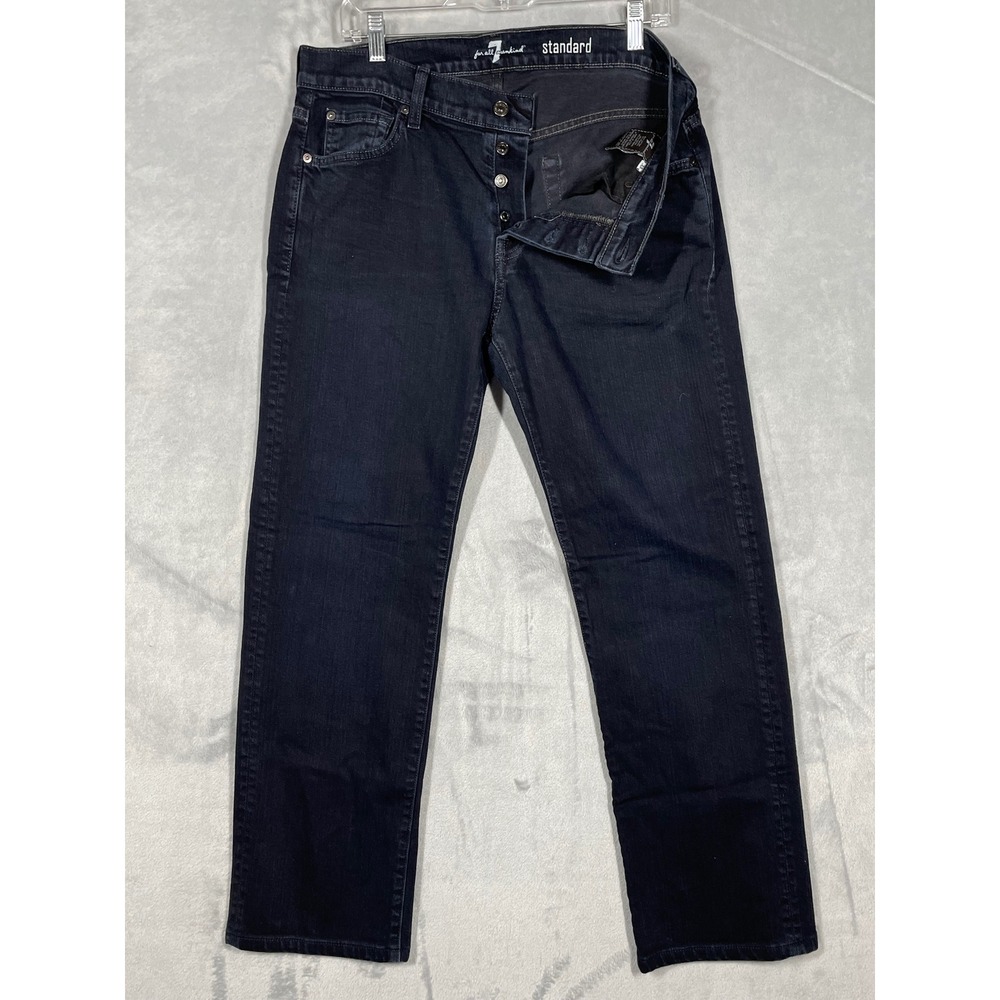 7 For All Mankind Standard Straight Leg Jeans Dark Indigo Mens 33x29 Button Fly